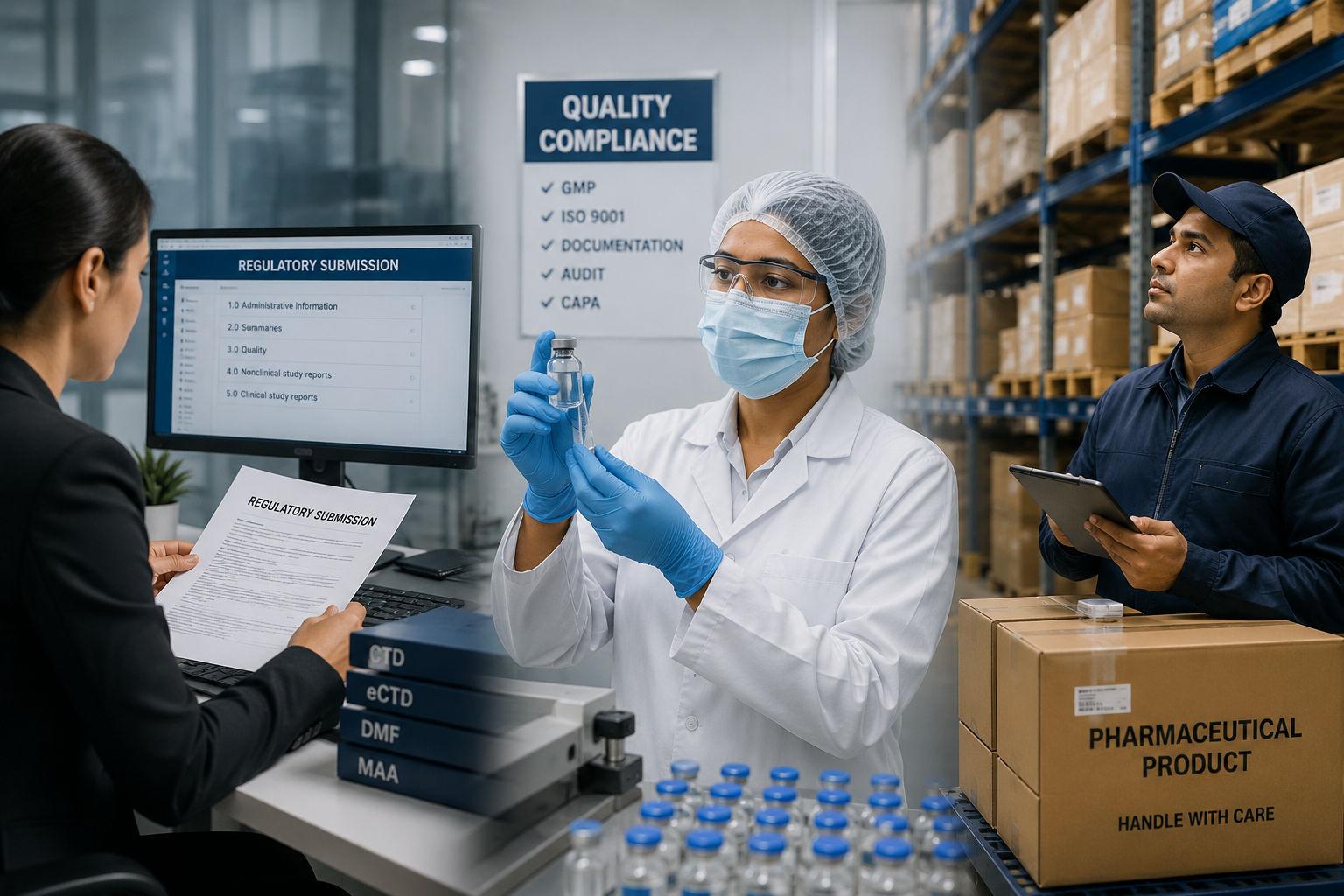 Regulatory submissions and quality compliance — eCTD, GMP, and pharmaceutical supply chain operations